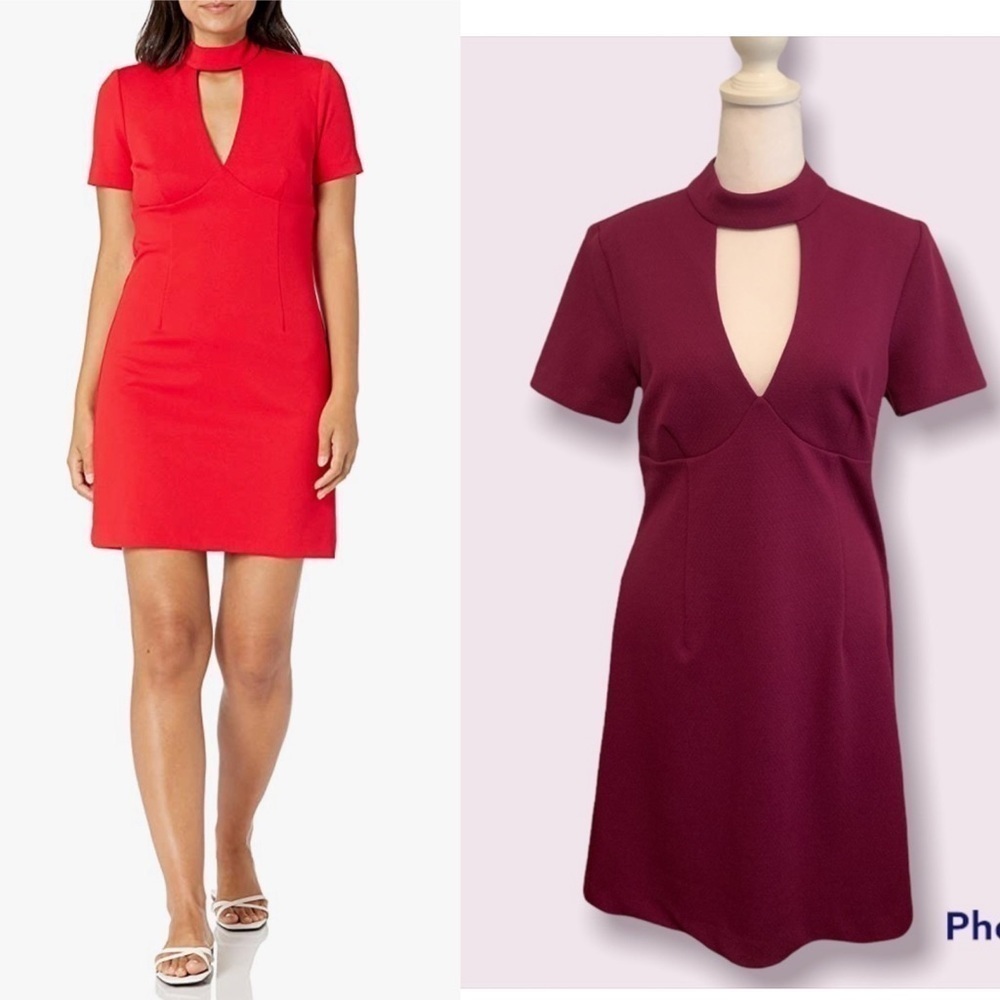 Trina Turk‎ Magenta Pink Keyhole Mock Neck Sheath Dress SFTT17R506 Size 6
